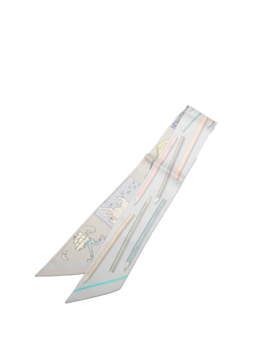Hermès Pre-Owned 2010-2026 A Vos Crayons Silk Twilly Scarf scarves - Grigio