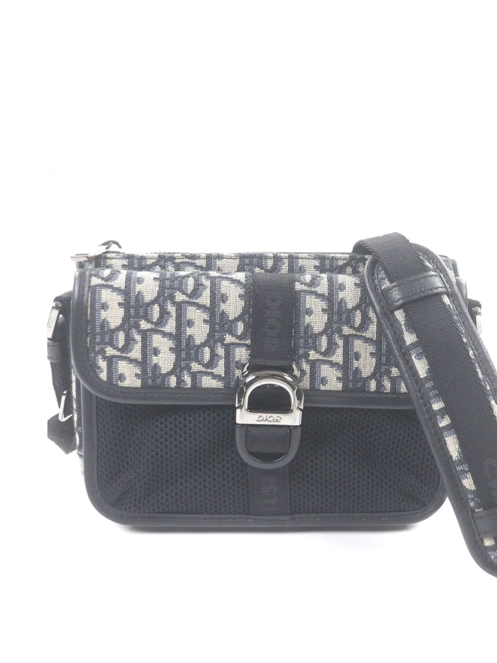 Christian Dior Pre-Owned 2022 mini Oblique Dior 8 Kuriertasche aus Jacquard und Mesh - Blau