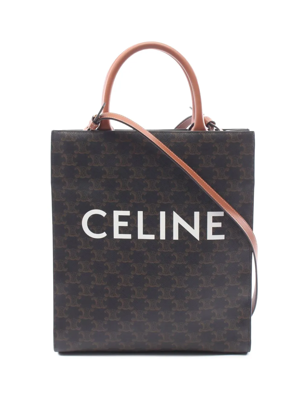 Celine Pre-Owned 2010-2026 Small Triomphe Coated Canvas Vertical Cabas Tote satchel - Marrone