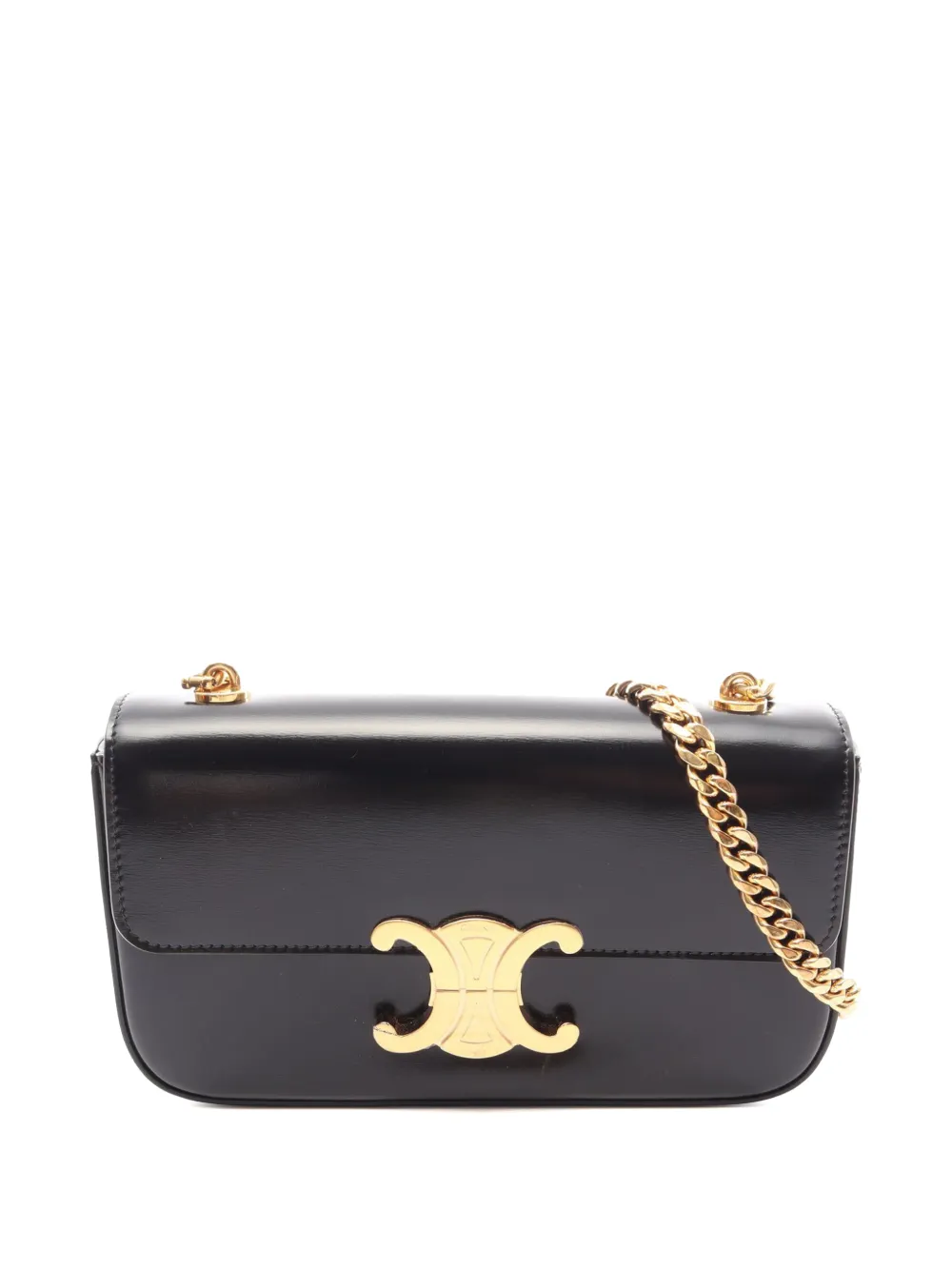 Celine Pre-Owned 2010-2026 Shiny Calfskin Triomphe Claude shoulder bag - Nero