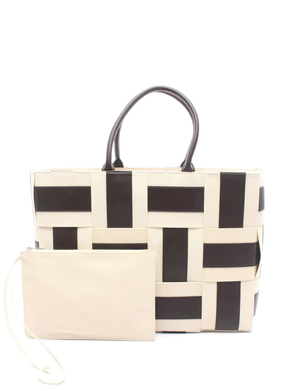 Bottega Veneta Pre-Owned 2012-2026 Large Canvas and Leather Intrecciato Arco tote bag - Toni neutri