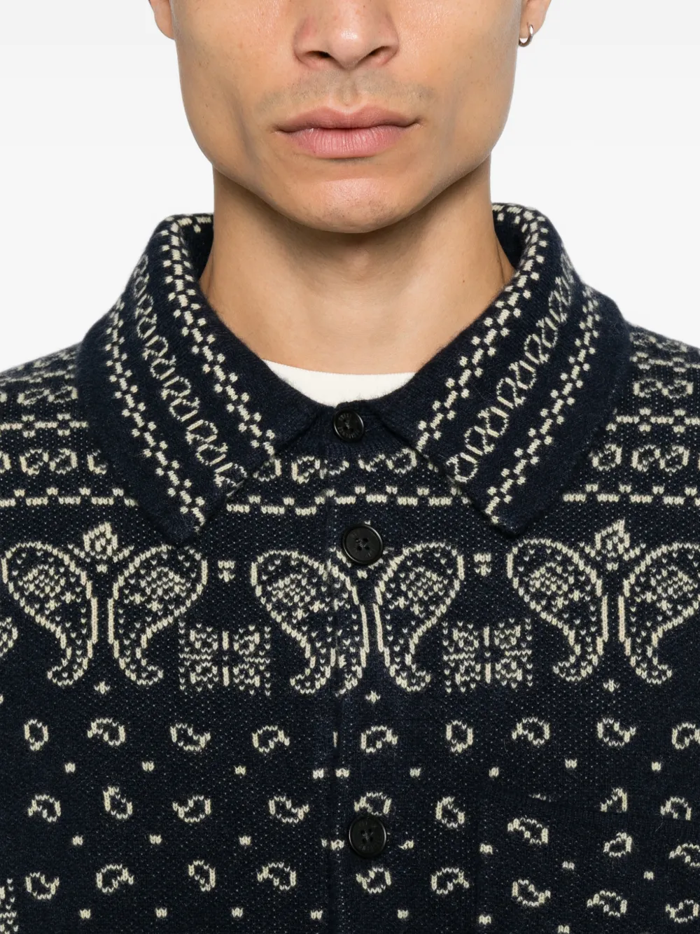 Guest In Residence Wild Rag Work kasjmieren vest met paisley-intarsia Blauw