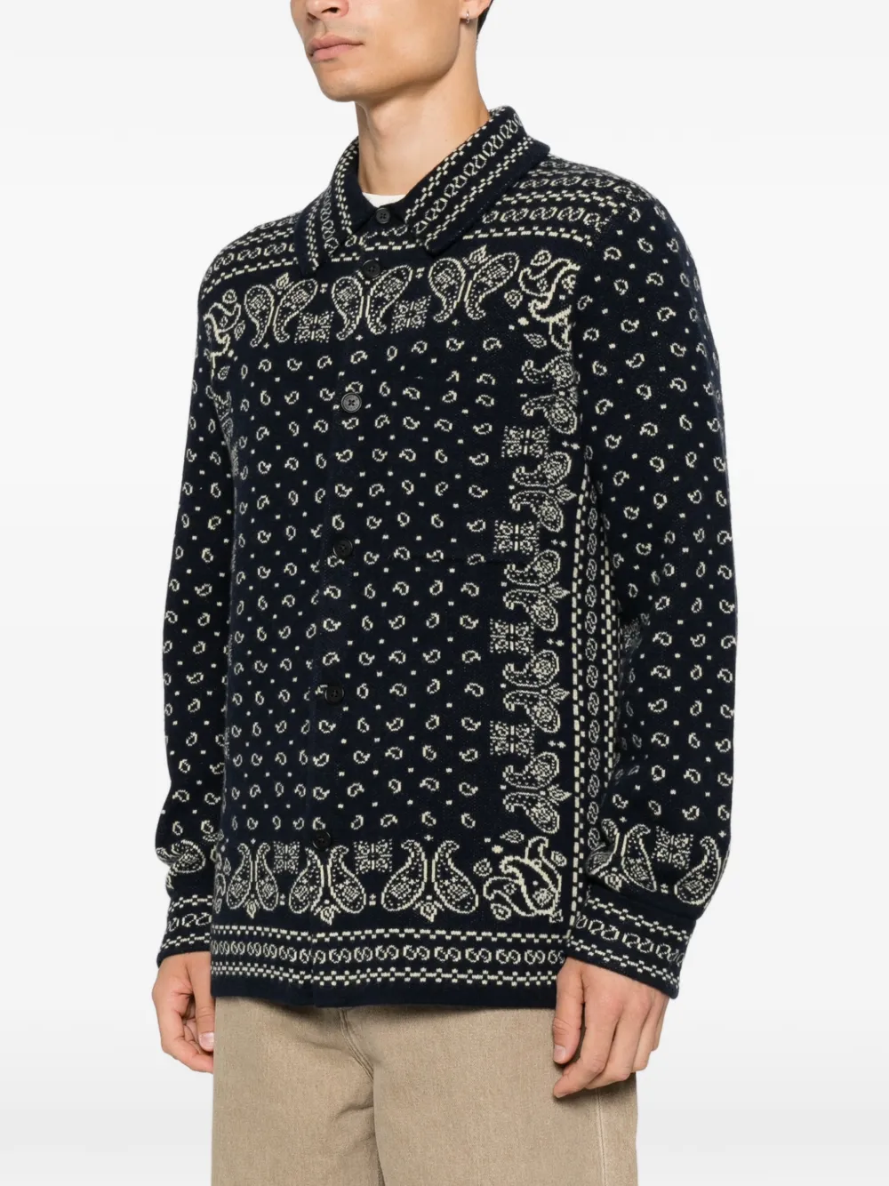 Guest In Residence Wild Rag Work kasjmieren vest met paisley-intarsia Blauw