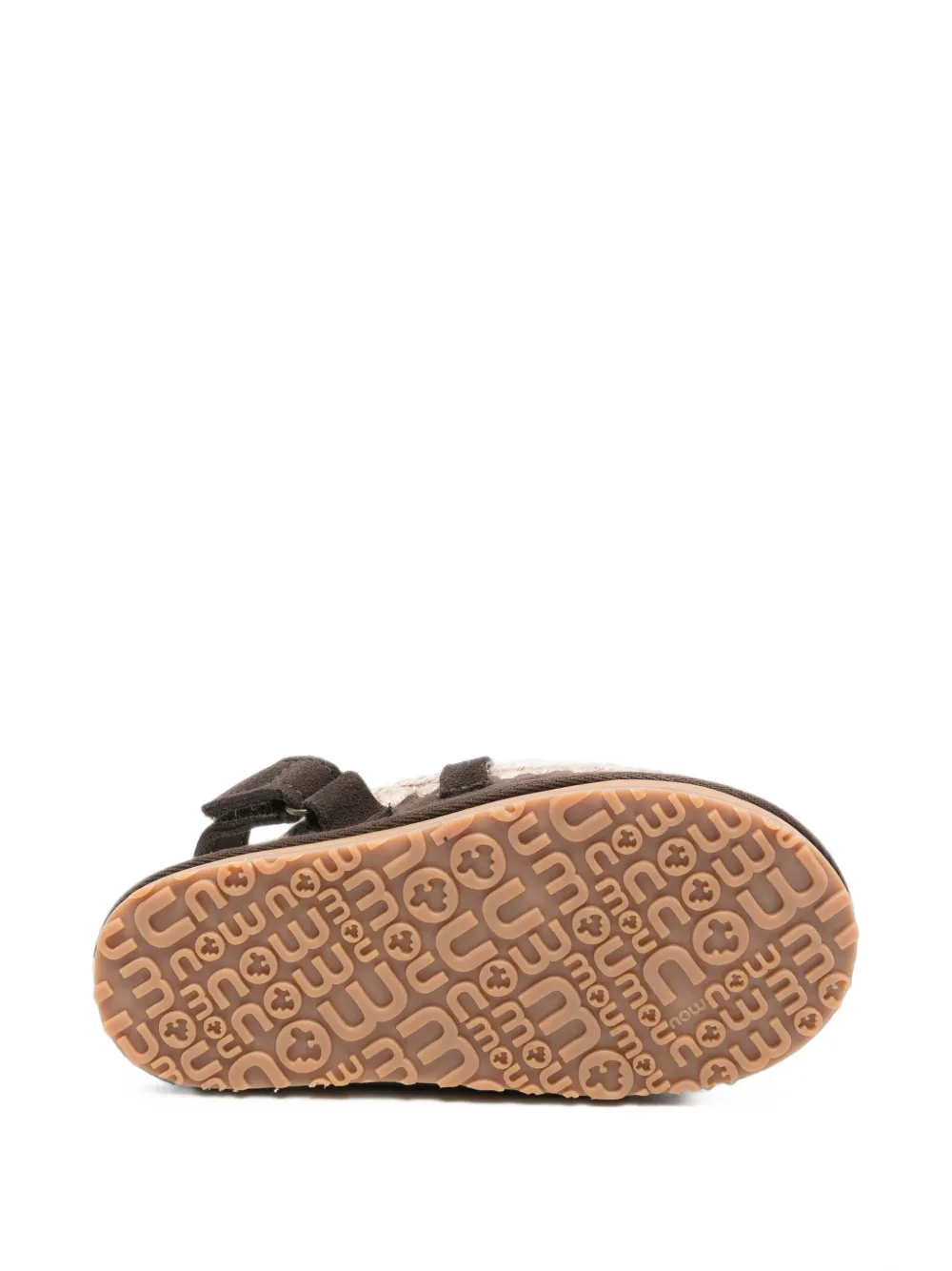 Mou Kids crochet-trim touch-strap slippers Bruin
