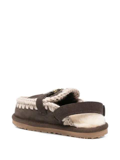 Mou Kids crochet-trim touch-strap slippers