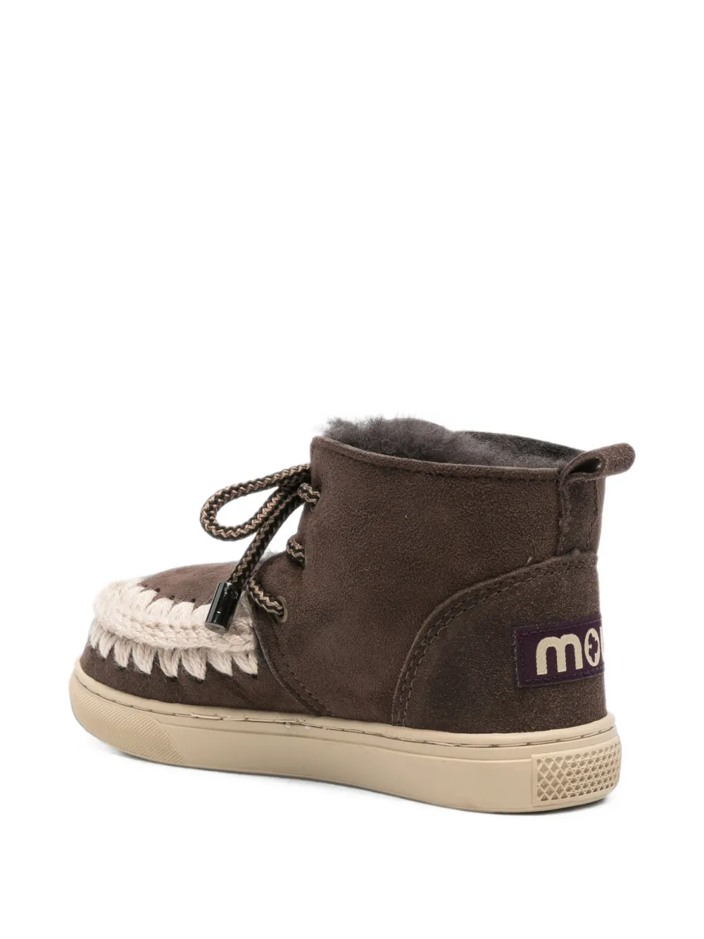 Mou Kids Eskimo crochet-trim suede boots Bruin