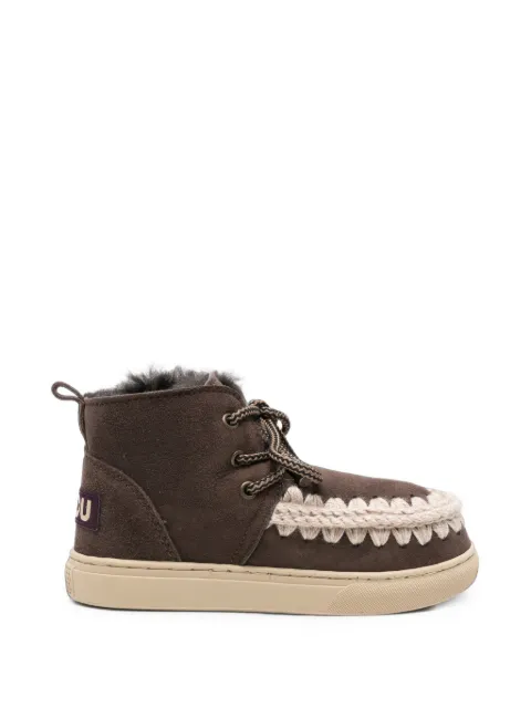 Mou Kids Eskimo crochet-trim suede boots
