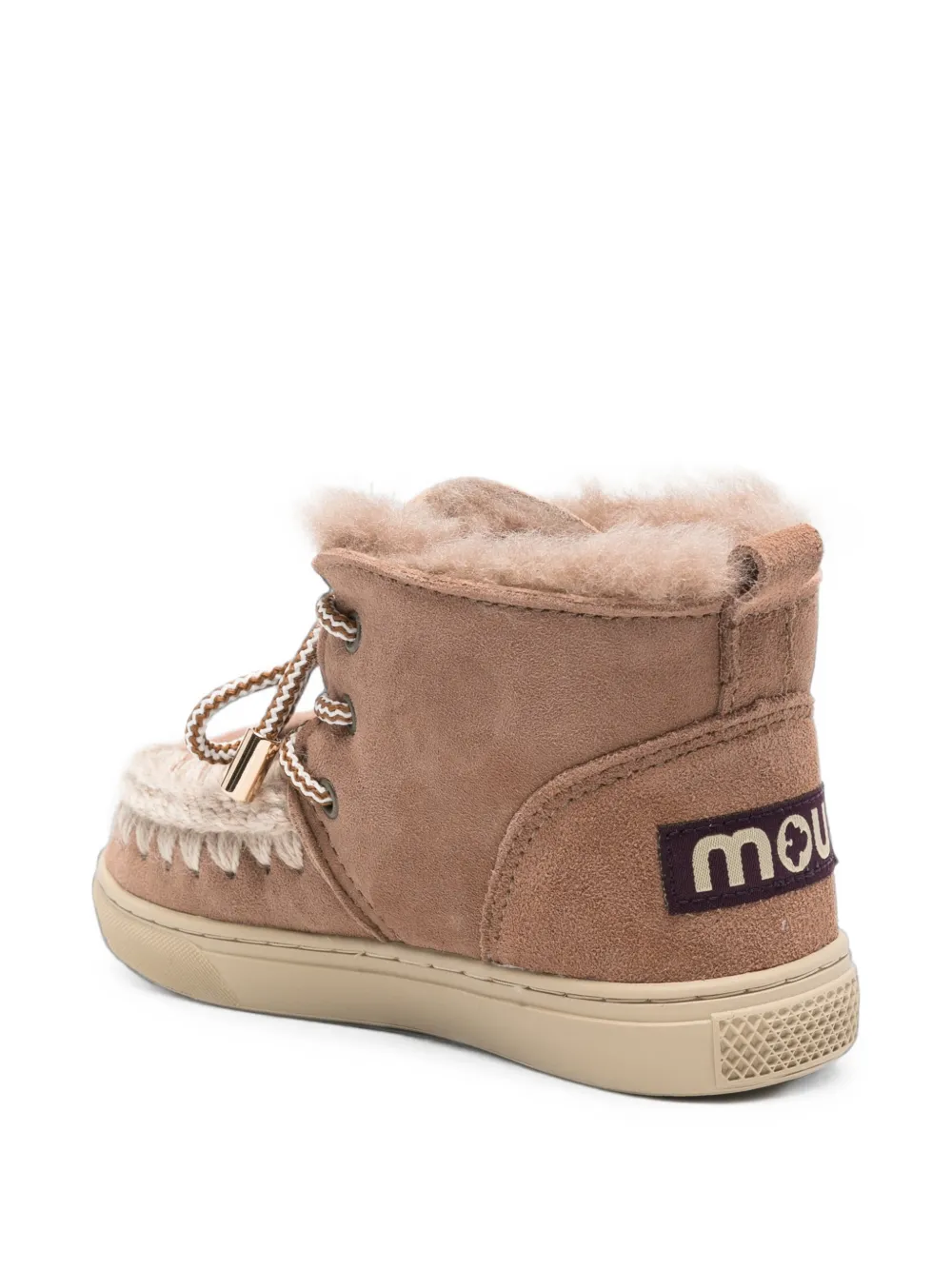 Mou Kids crochet-trim lace-up ankle boots Bruin