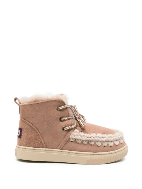 Mou Kids crochet-trim lace-up ankle boots