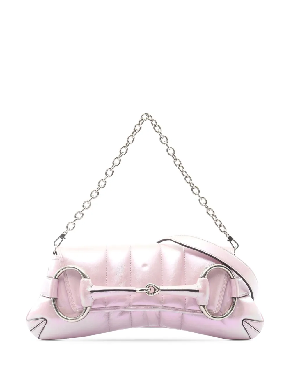 Gucci Pre-Owned 2016-2026 Small Iridescent Calfskin Horsebit Chain satchel - Rosa