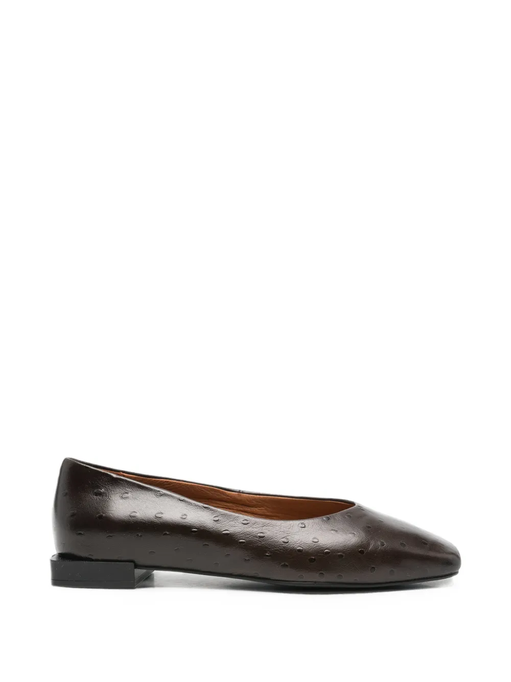 ANGEL ALARCON Tiyu ostrich-effect leather ballet flats - Marrone