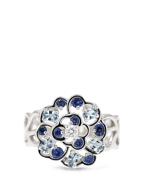 CHANEL Pre-Owned anillo Camélia con diamante y zafiro 2010