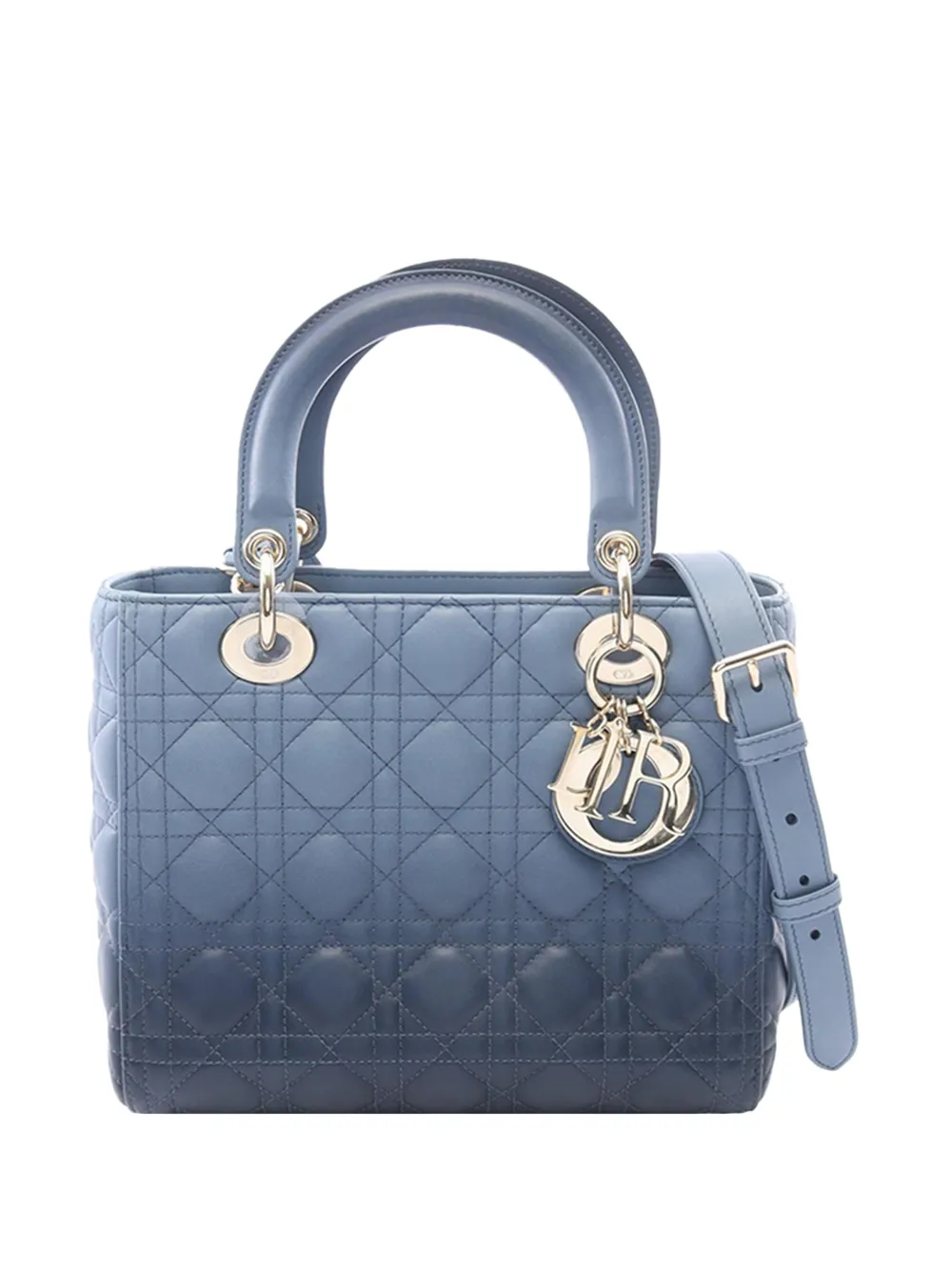 Christian Dior Pre-Owned 2015-2026 Medium Ombre Lambskin Cannage Lady Dior satchel - Blu