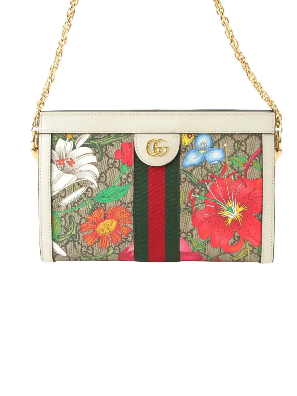 Gucci Pre-Owned 2016-2026 Small GG Supreme Flora Web Ophidia Chain crossbody bag - Toni neutri