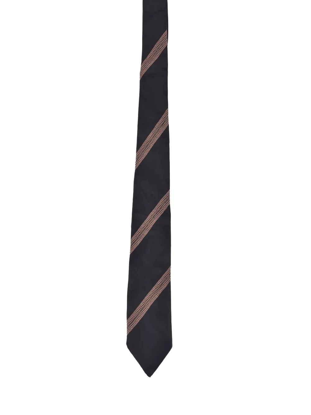 Brunello Cucinelli Monili-embroidered striped tie Zwart