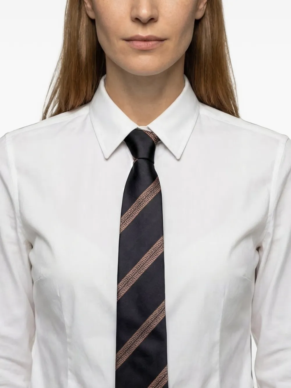 Brunello Cucinelli Monili-embroidered striped tie Zwart
