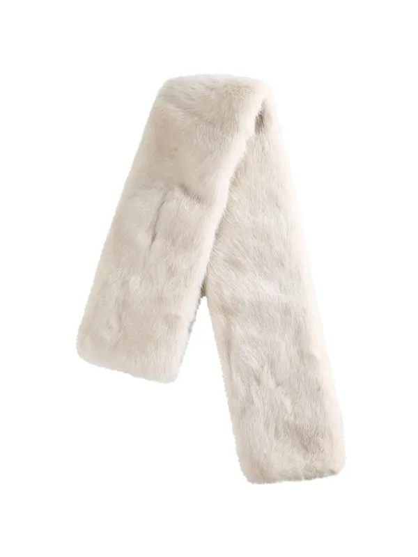 Yves Salomon Fur-texture Scarf in White