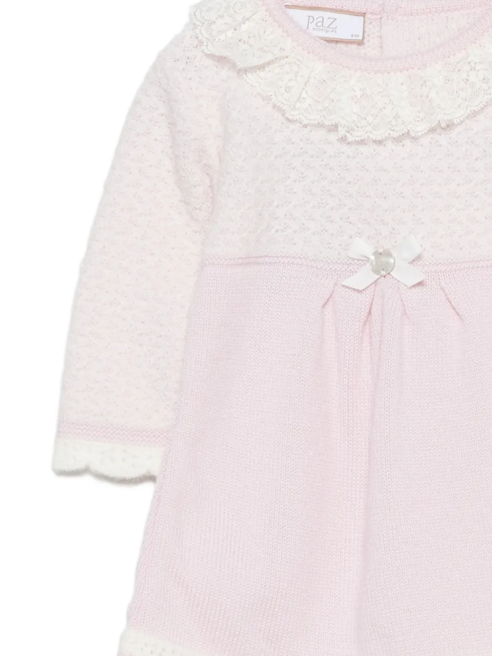 Paz Rodriguez lace-trimmed bow-detail dress Roze