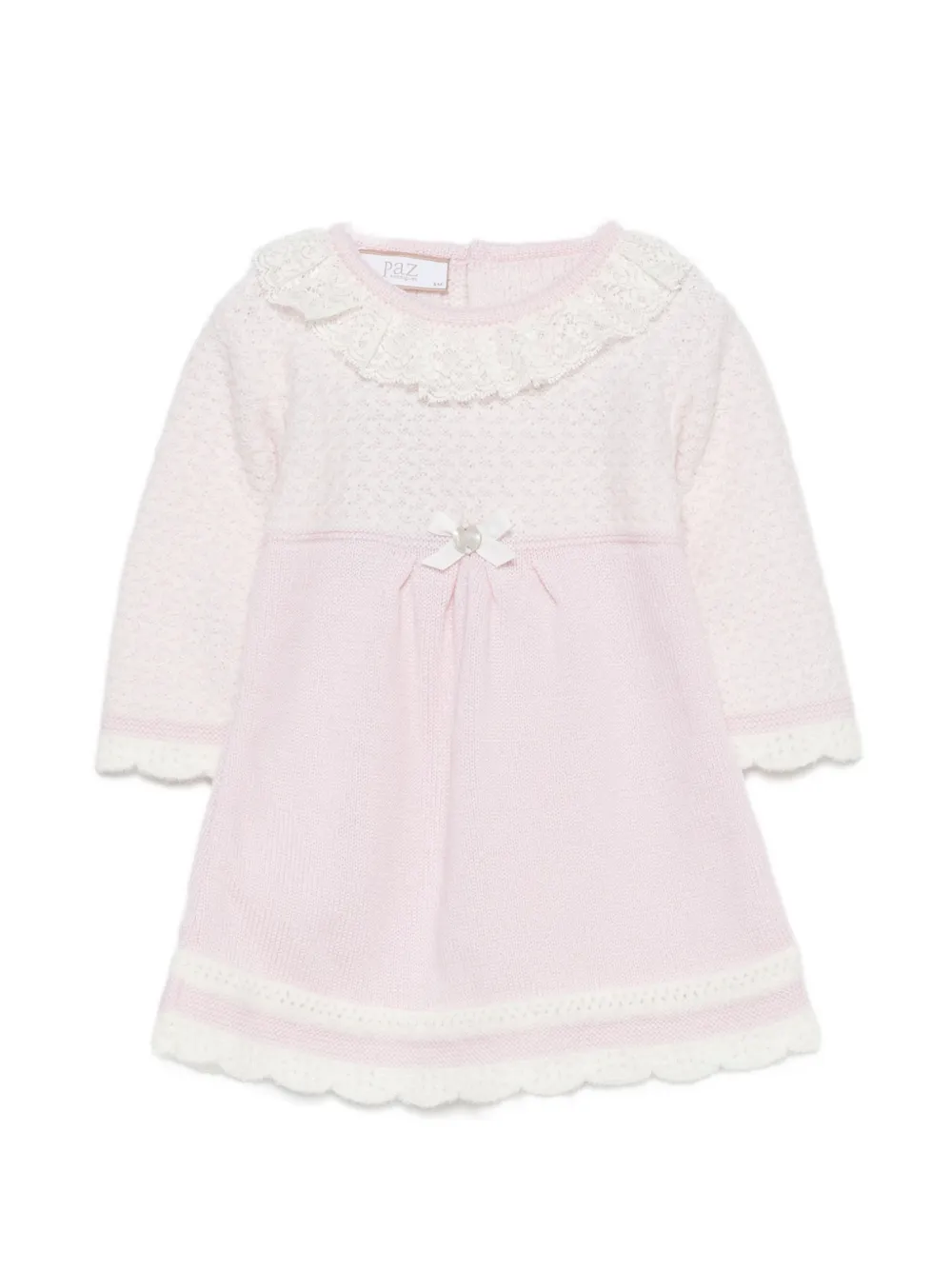 Paz Rodriguez robe à finitions en dentelle et détail de nœud - Rose Paz Rodriguez robe à finitions en dentelle et détail de nœud - Rose