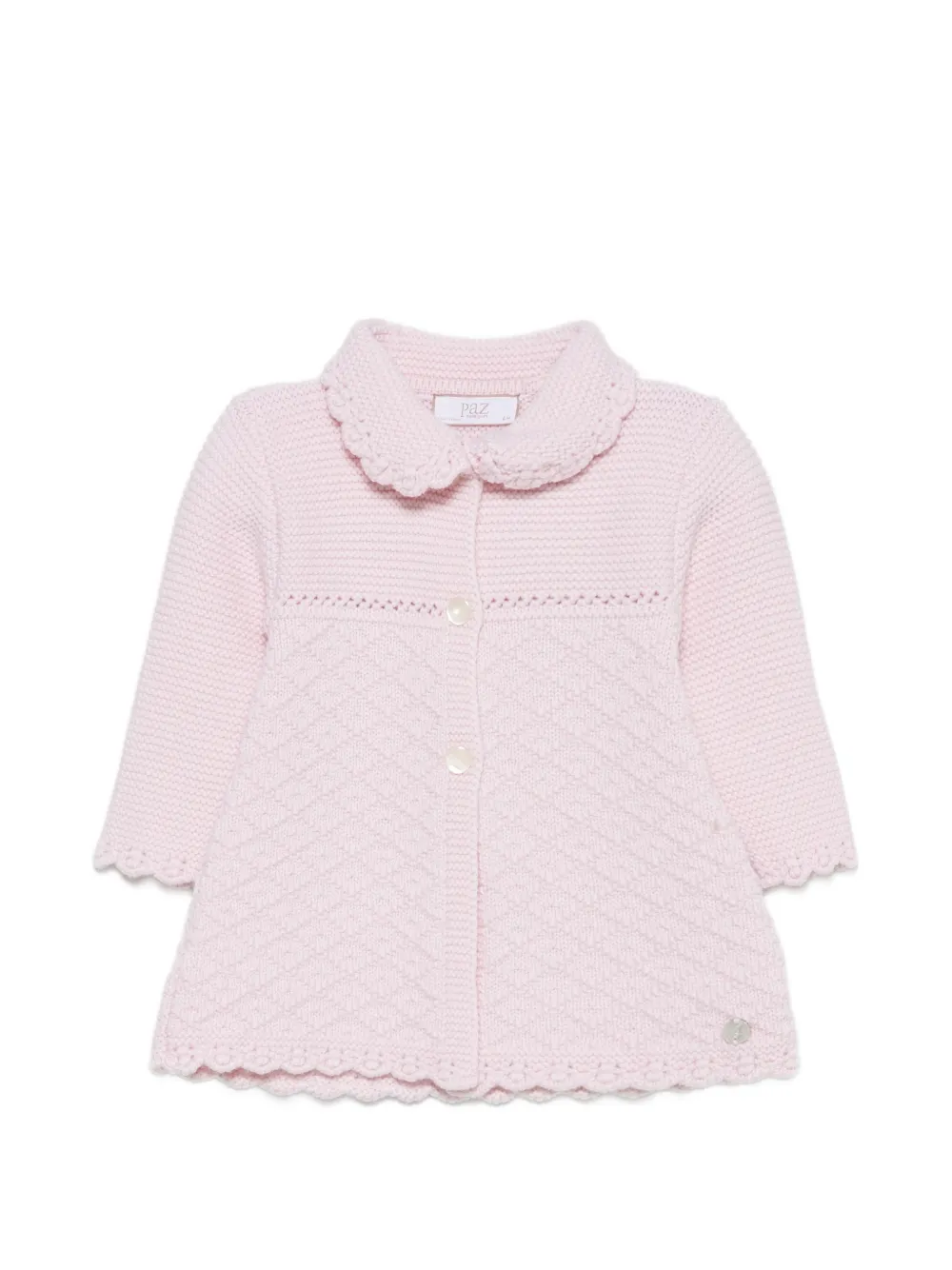 Paz Rodriguez scalloped-edge diamond-knit coat - Rosa