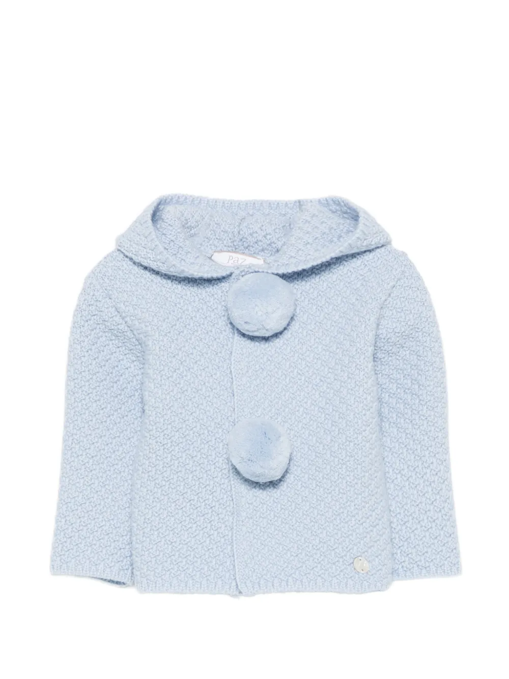 Paz Rodriguez Leira pom-pom-embellished hooded coat - Blu