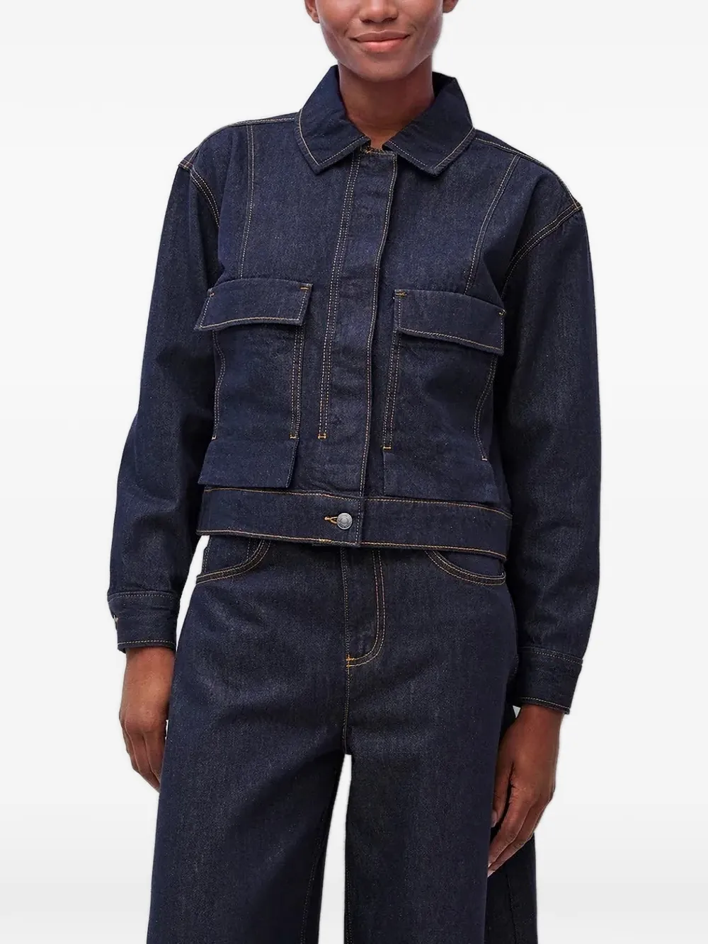 Benetton contrast-stitched denim jacket - Blu