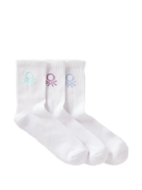 Benetton logo-embroidered ribbed socks (pack of three)