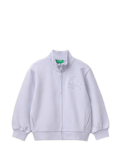 Benetton logo-embroidered zip-up jacket