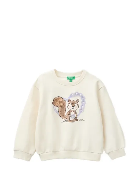 Benetton graphic-print ribbed-trim sweatshirt