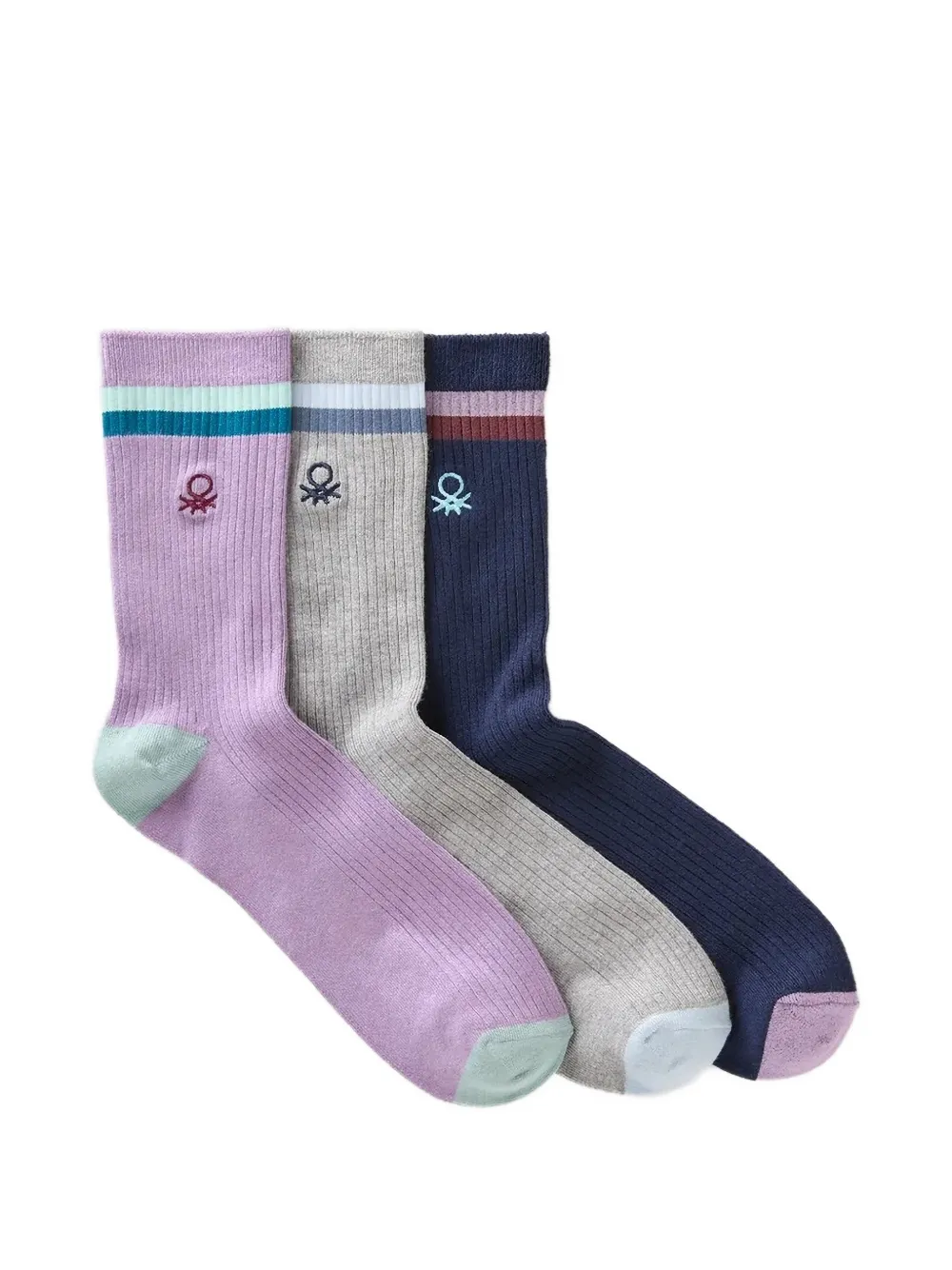 Benetton logo-motif ribbed socks (set of three)