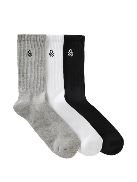 Benetton logo-embroidered ribbed socks (set of three)