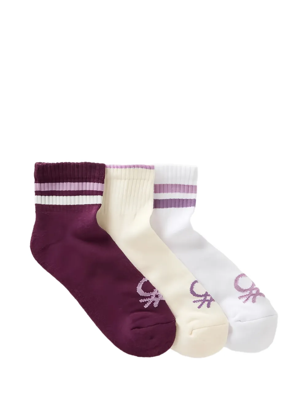 Benetton logo-motif striped-ankle socks (set of three)