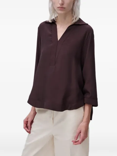 Benetton V-neck three-quarter sleeve blouse
