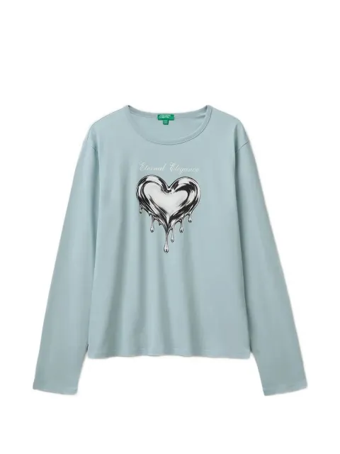 Benetton heart-print long-sleeve T-shirt