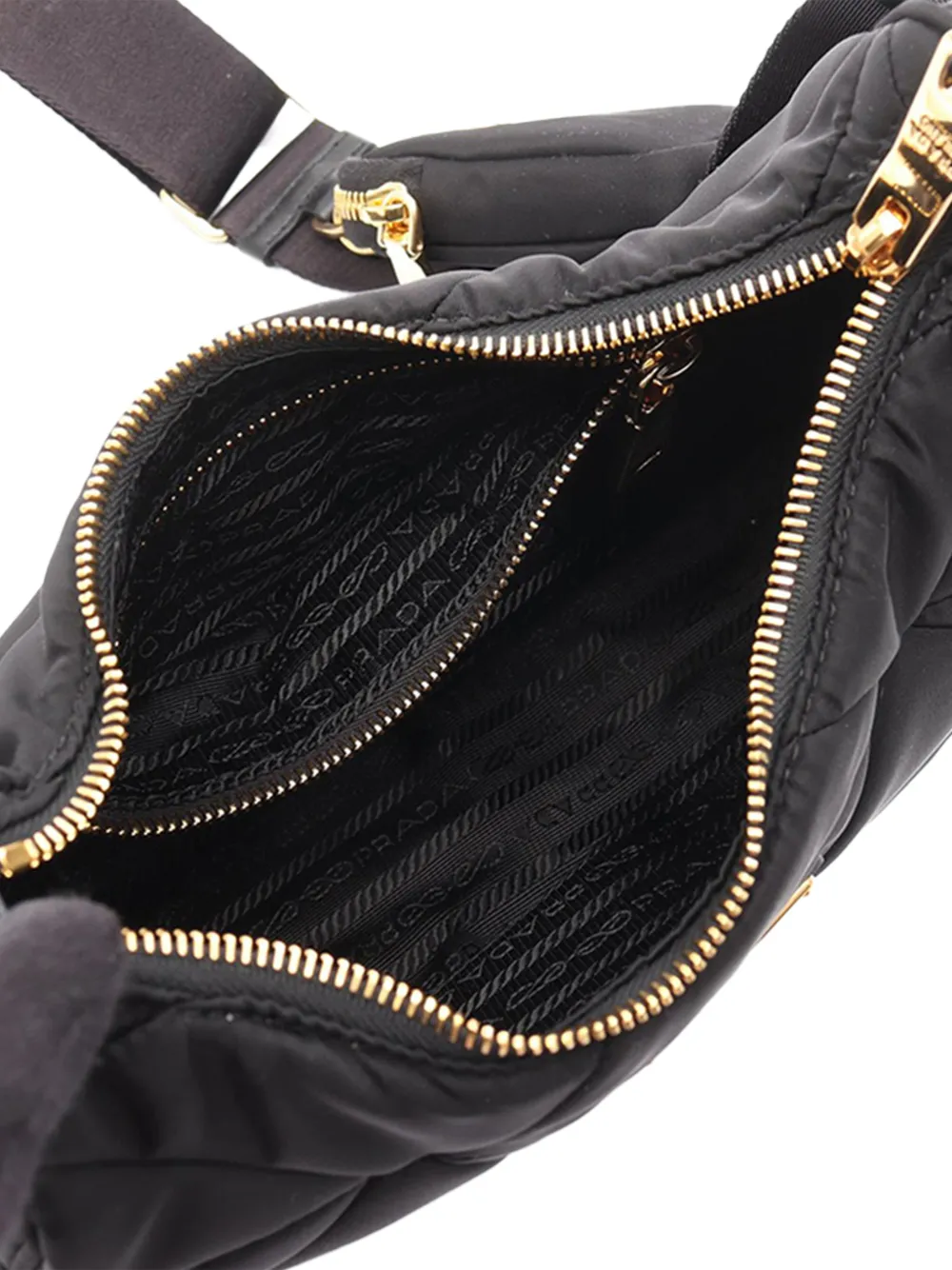 Prada Pre-Owned 2013-2026 Re-Nylon gewatteerde crossbodytas Zwart