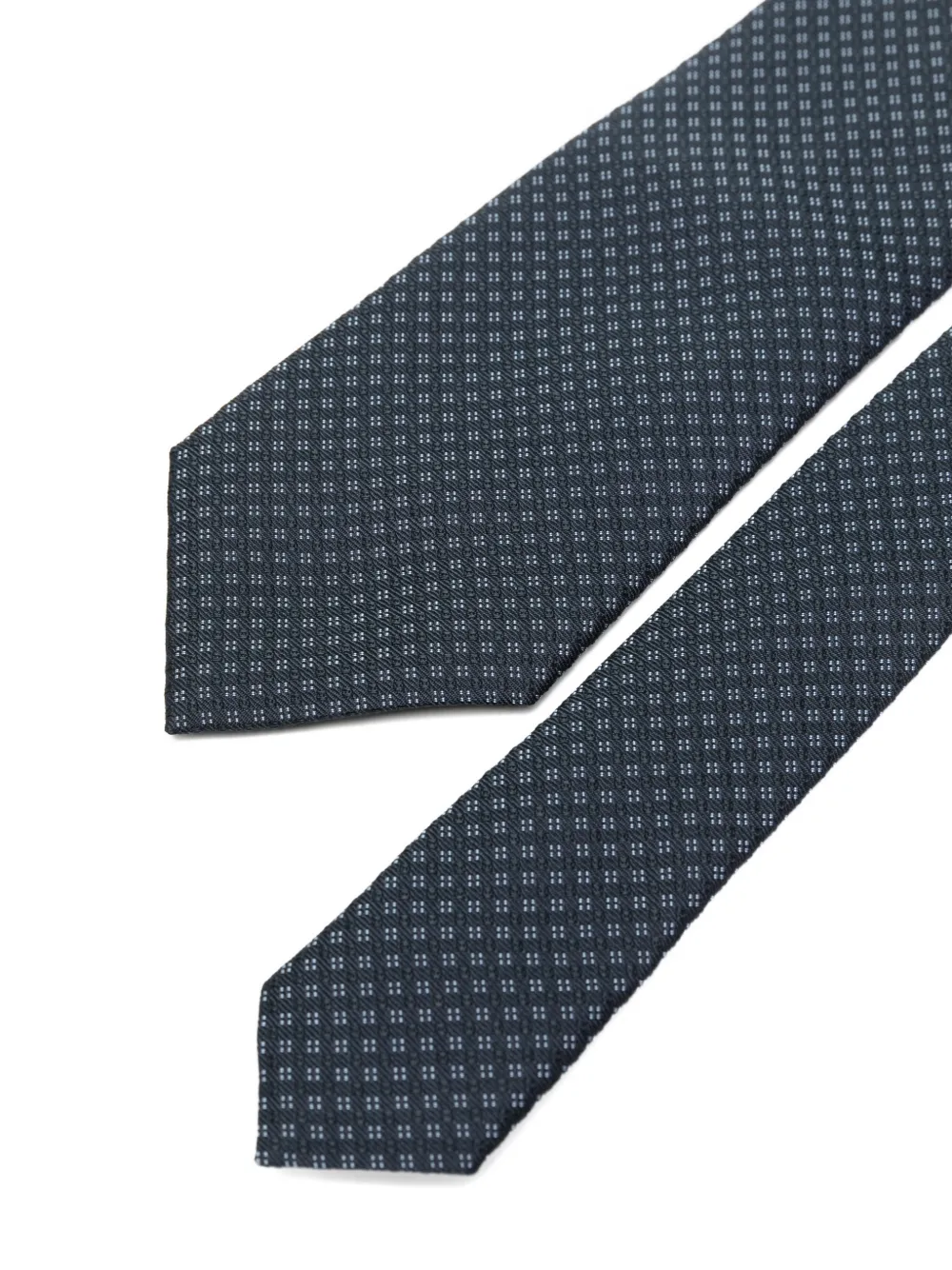 BOSS geometric-pattern silk tie Blauw