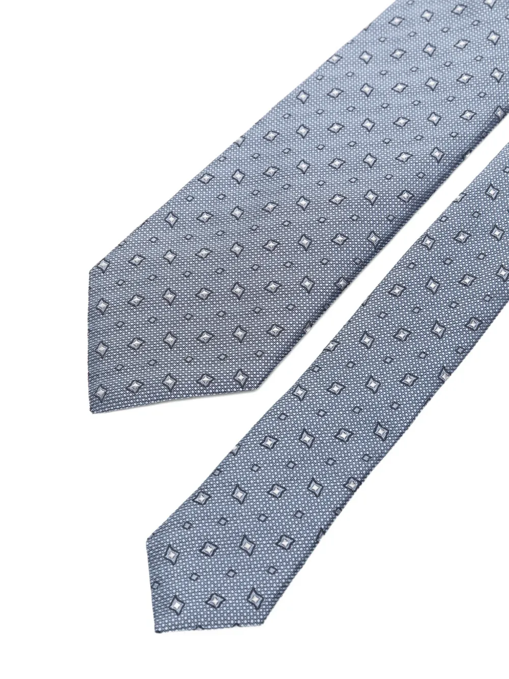 BOSS geometric-pattern silk tie Blauw