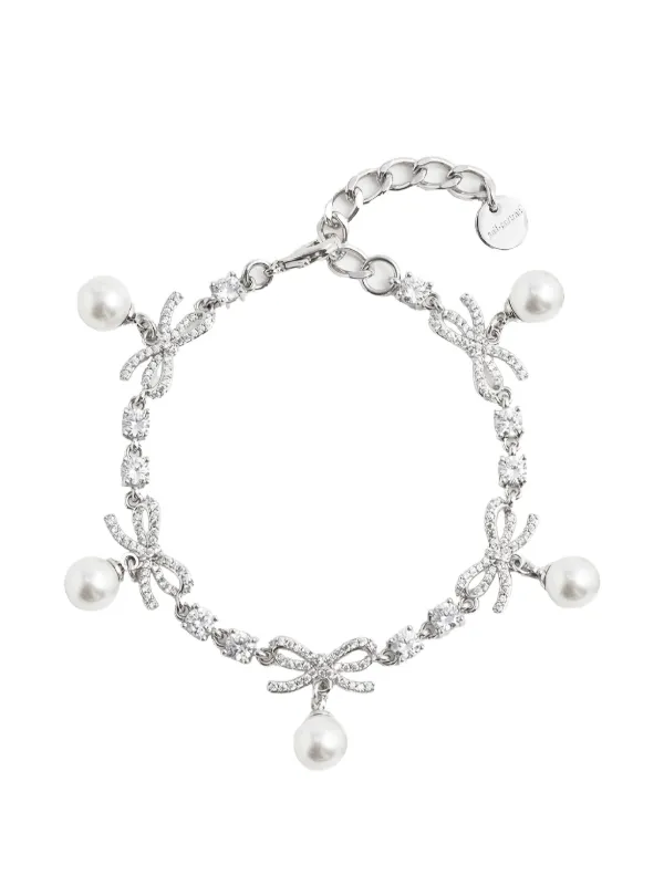 Self-Portrait Crystal-embellished Bow-detail Bracelet in Silver