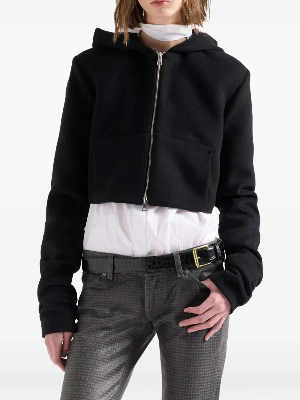 7 For All Mankind Cropped hoodie Zwart