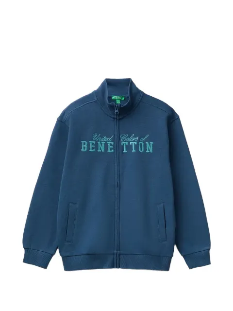 Benetton logo-embroidered zip-up jacket