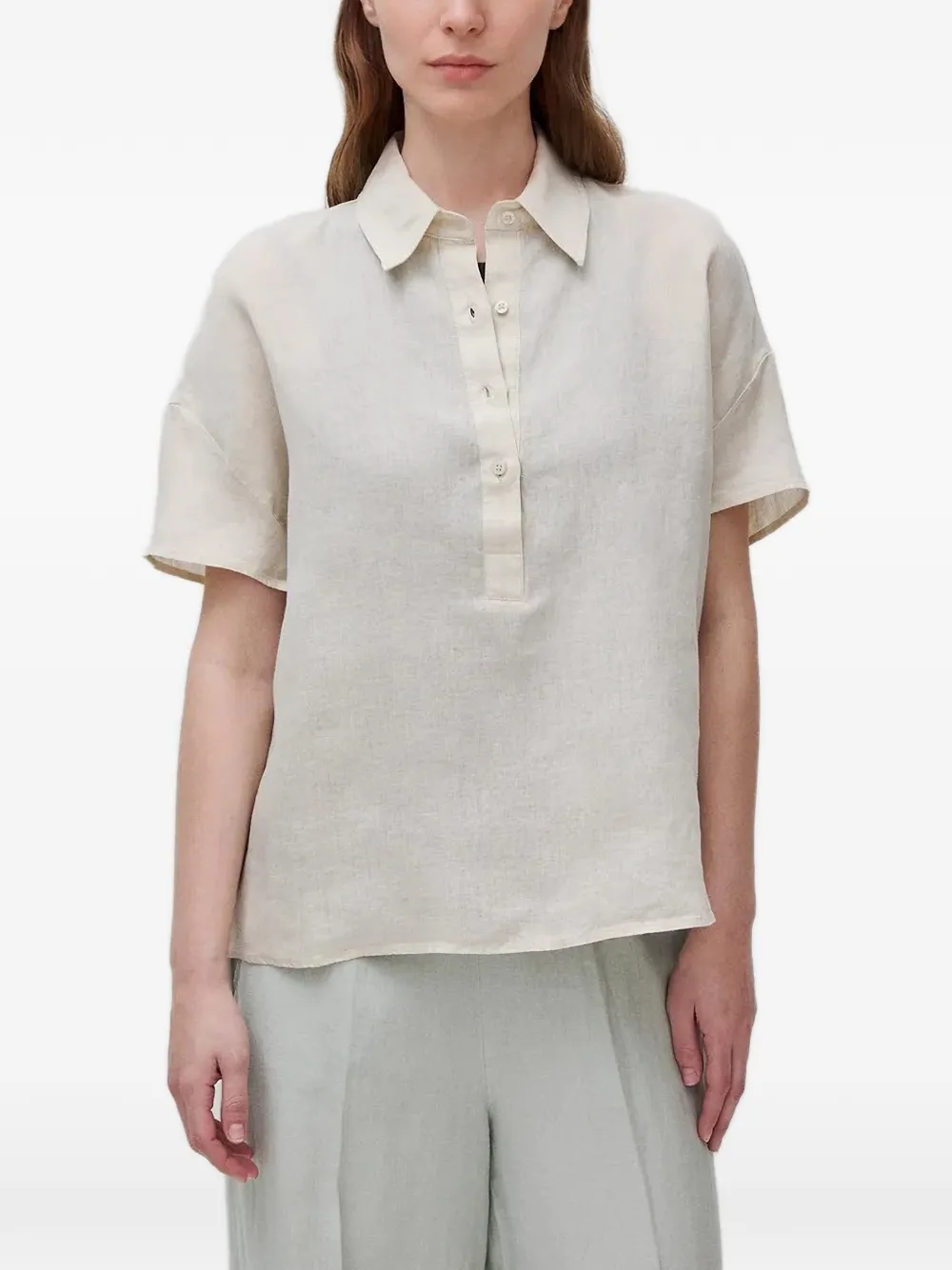 Benetton short-sleeve linen polo shirt