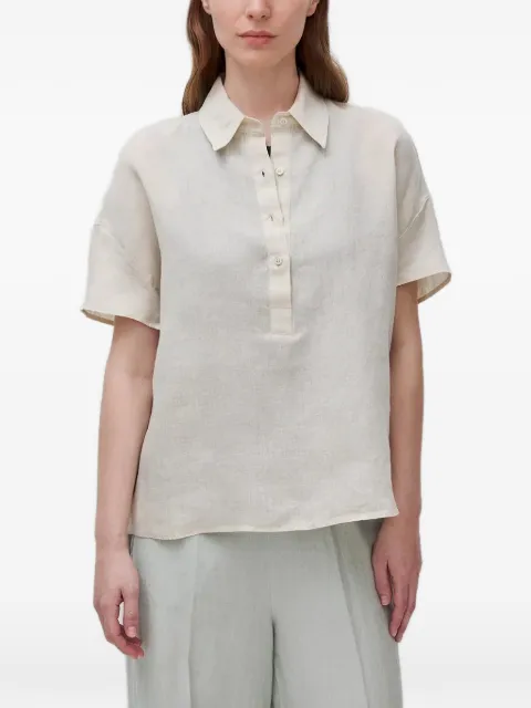 Benetton short-sleeve linen polo shirt