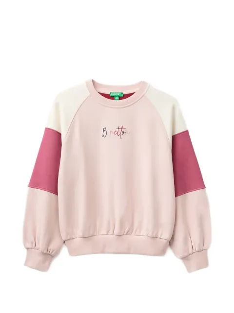 Benetton colour-block logo-embroidered sweatshirt