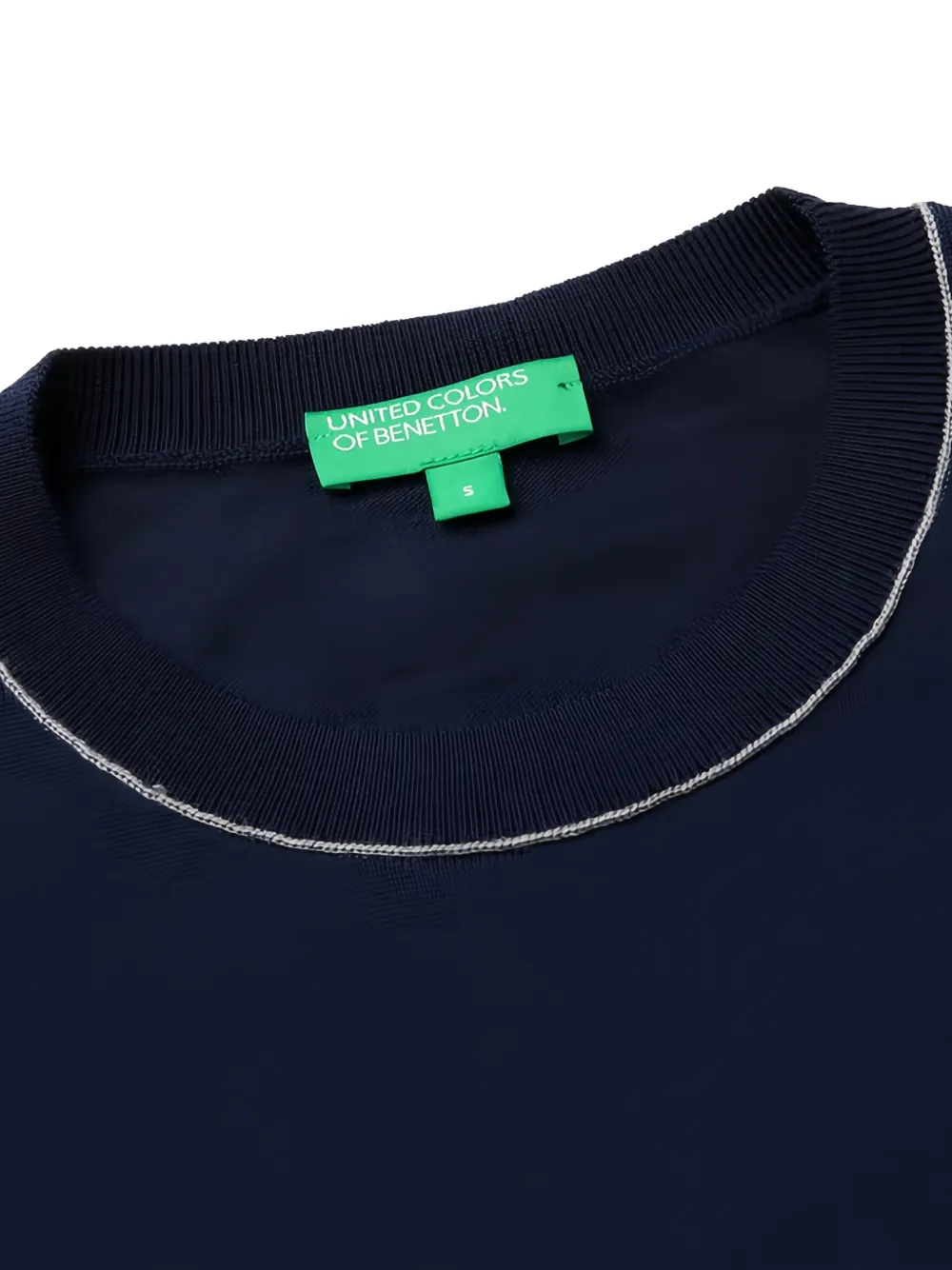 Benetton Trui met contrasterende afwerking en ronde hals Blauw