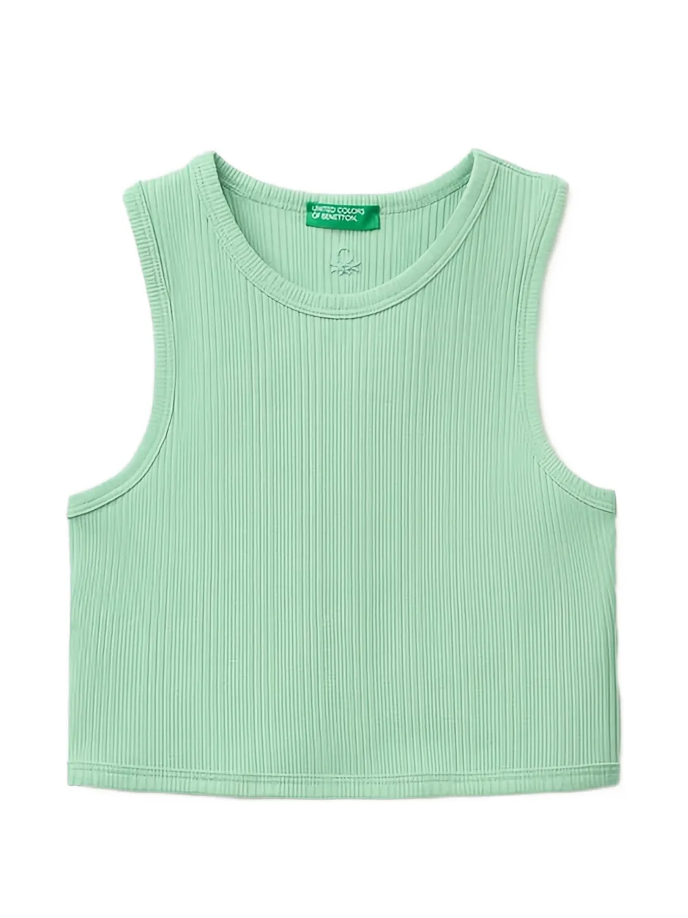 Benetton 골지 니트 크롭 탑 | 그린 | Image 1