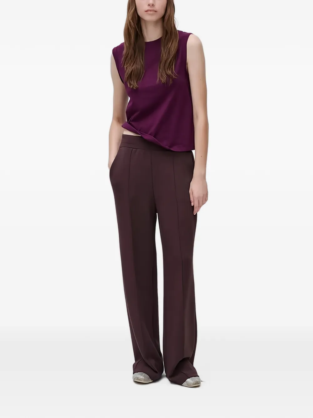 Benetton Broek met naaddetail Bruin