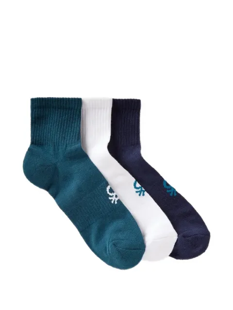 Benetton ribbed-knit logo-embroidered socks (set of three)