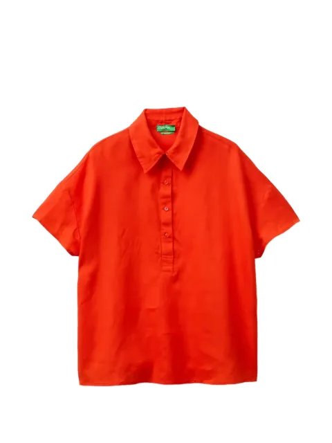 Benetton linen short-sleeve blouse