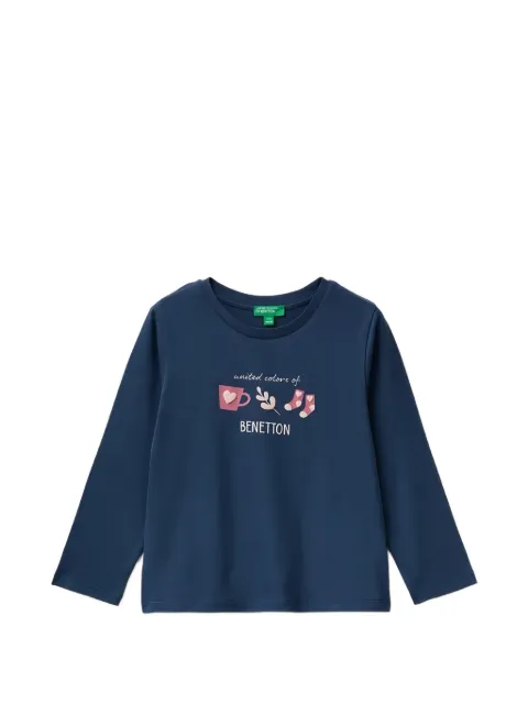 Benetton 로고 프린트 긴소매 티셔츠