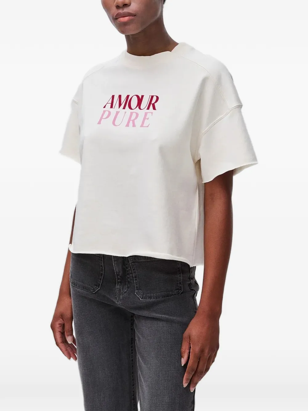 Benetton slogan-print raw-cut T-shirt